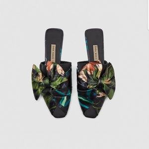 NWT  ZARA FLORAL MULES SHOES🔥